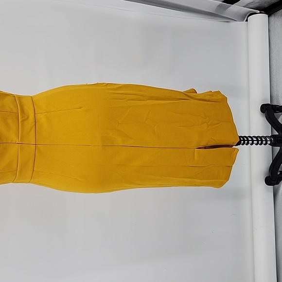 Miusol Ruffled Trim Slit Hem Midi Yellow Dress Size M - Picture 6 of 9